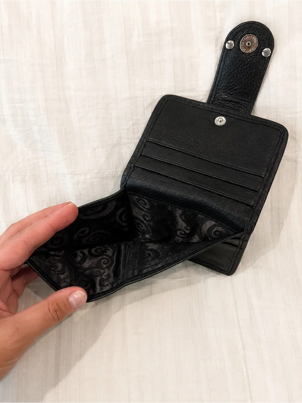 Brighton Black Leather Croc Embossed Bifold Wallet